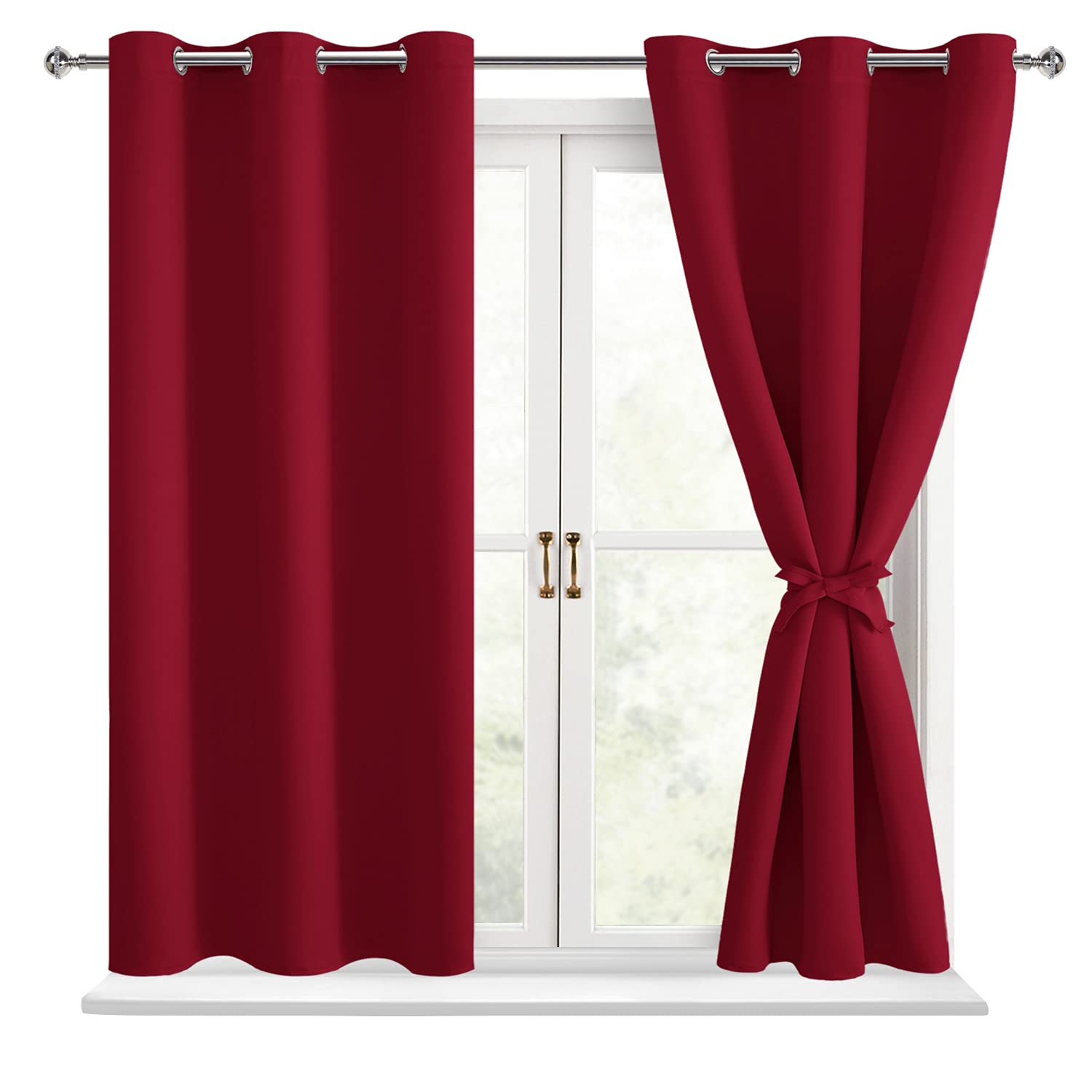 Hiasan Short Blackout Curtains For Bedroom - Thermal Insulated & Light Blocking Window Curtains For Living Room, 2 Drape Panels