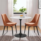 Modway Lippa Mid-Century Modern 36" Round Artificial Marble Dining Table In Black White