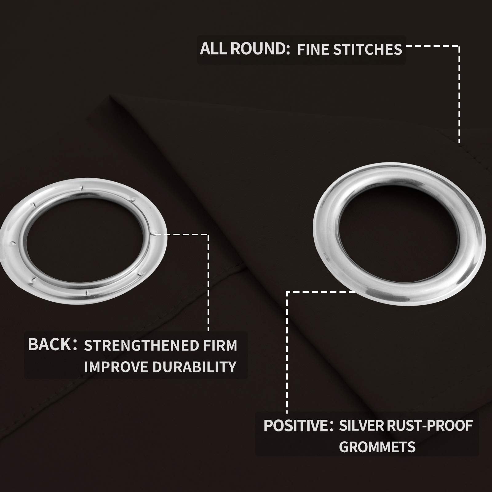 Easy-Going Blackout Curtains For Bedroom, Solid Thermal Insulated Grommet And Noise Reduction Window Drapes, Room Darkening Curtains For Living Room, 2 Panels(52X46 In,Dark Brown)