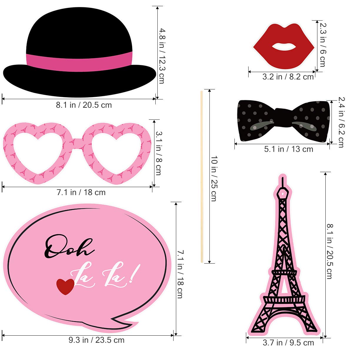 Paris Photo Props Paris Party Photo Booth Props Kit Paris Themed Decoration French Photo Booth Props, Eiffel Tower, Oh La La Par