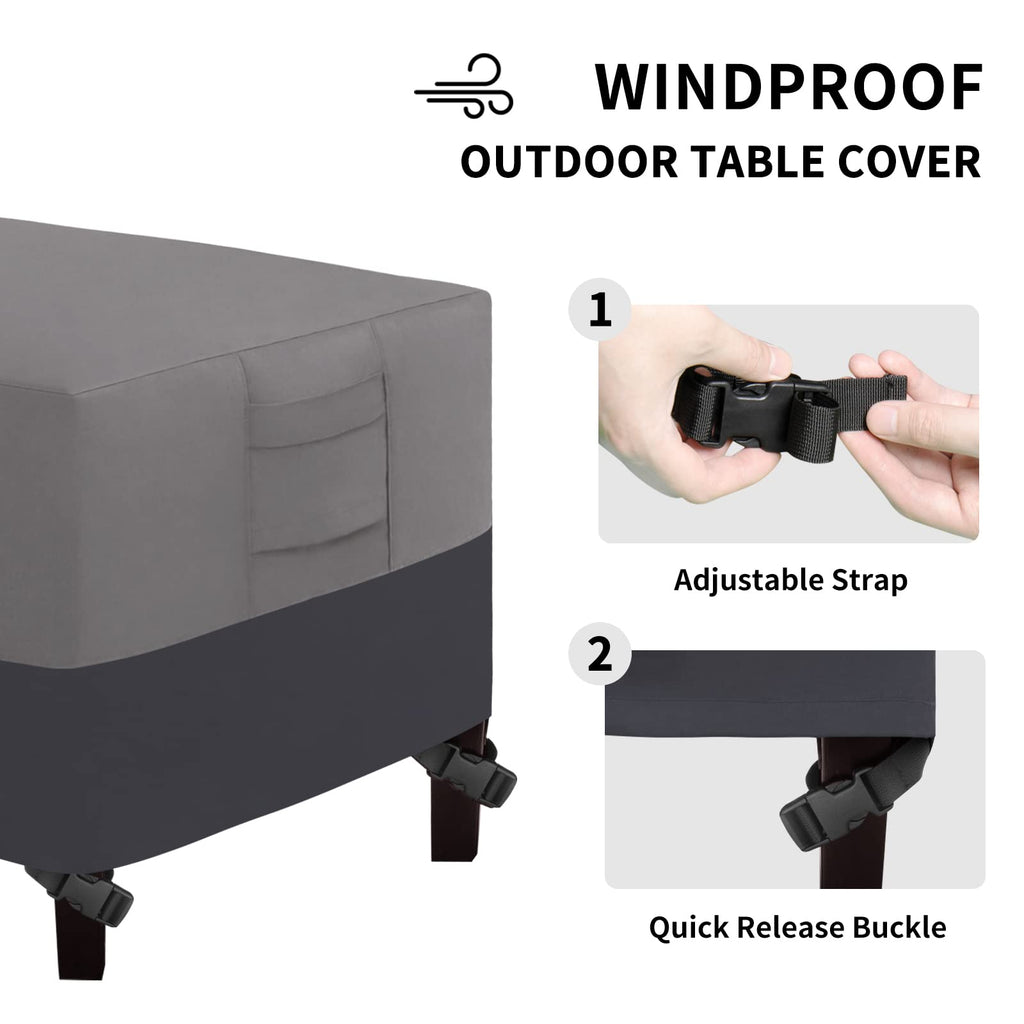 Easy-Going Patio Coffee Table Cover Small Outdoor Rectangular Table Cover, Uv Resistant Waterproof Patio Furniture Cover (36'Lx22'Wx16'H, Gray/Dark Gray)