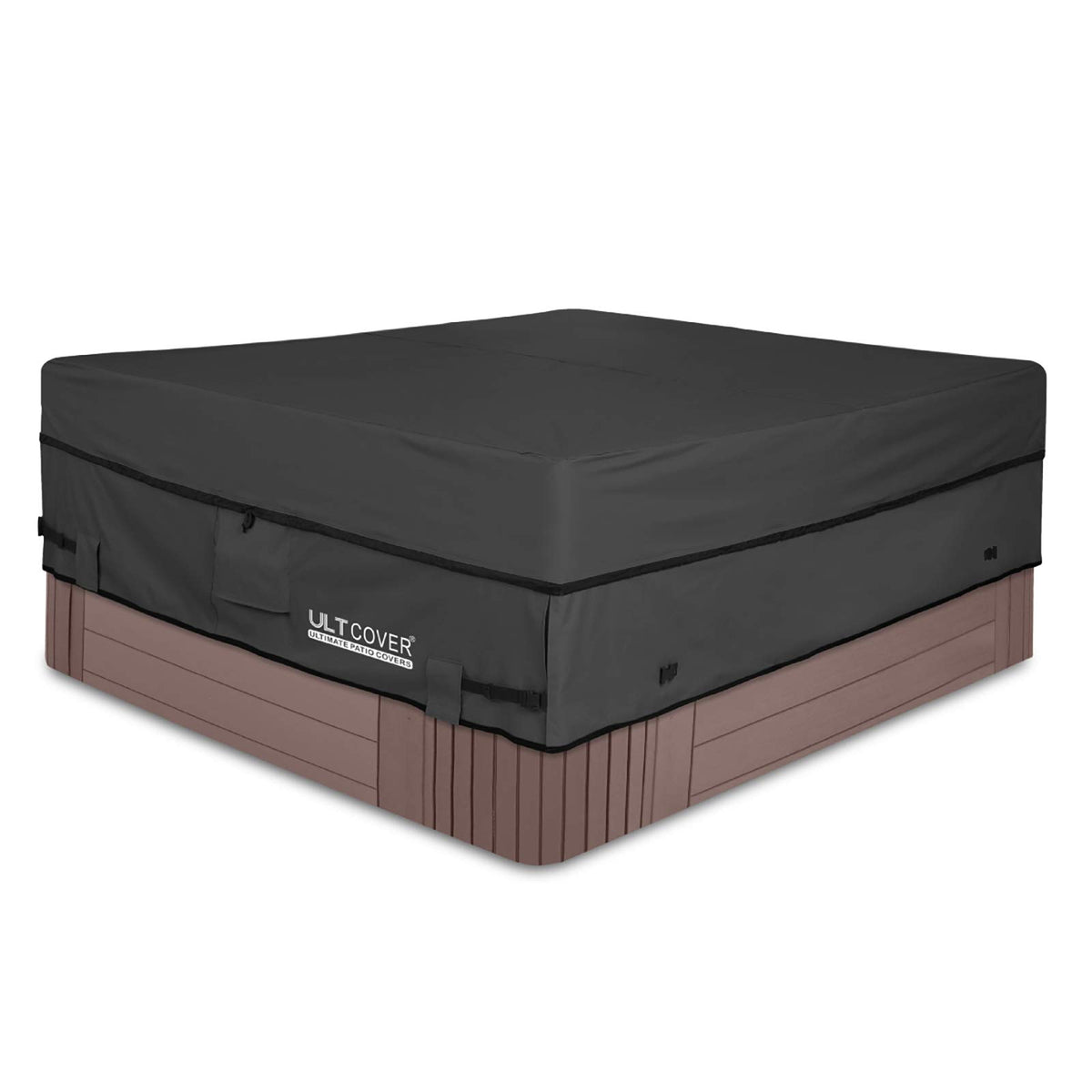 Ultcover Waterproof 600D Polyester Square Hot Tub Cover Outdoor Spa Covers 80 X 80 Inch, Black