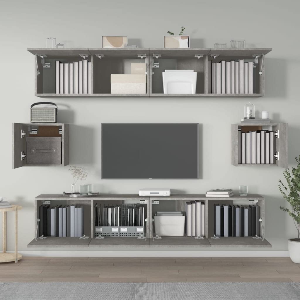 vidaXL 6 Piece TV Cabinet Set Concrete Gray Engineered Wood