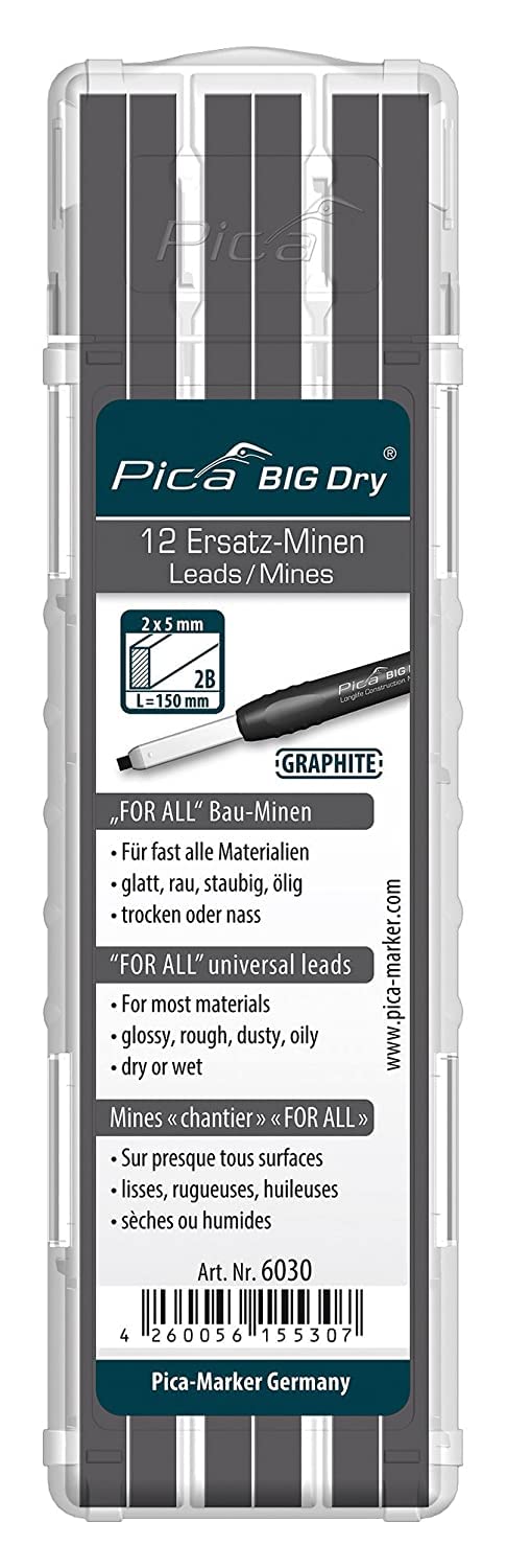 Pica Big Dry Marker Pen Pack Of 12 Pencil Refills Black Graphite Only 6030