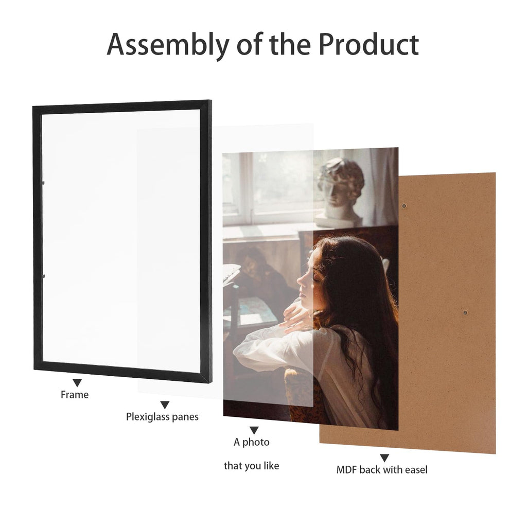 Lyyyxgyp A4 Black Wood Picture Frame 3 Pack 21X30Cm Solid Wood Photo Frame Certificate Frame With Plexiglass For Wall Hanging Or