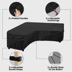 Outdoorlines Waterproof Outdoor Patio Sectional Cover - Uv Resistant & Windproof V-Shaped Patio Furniture Covers For Deck, Lawn And Backyard, 420D Heavy Duty Couch Cover 89' L (On Each Side) Black