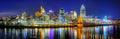 Cincinnati Skyline Evening Poster Print UNFRAMED Color Cincy Downtown 11.75 inches x 36 inches Bengals Archival Photographic Pan