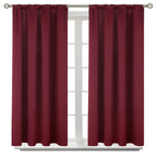 BGment Rod Pocket Burgundy Blackout Curtains - Thermal Insulated, 42x45 Inch, 2 Panels, Polyester