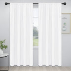 Easy-Going Rod Pocket Blackout Curtains For Bedroom, Room Darkening Window Curtains For Living Room, Thermal Insulated Noise Reduction Solid Window Drapes, 2 Panels(52X84 In, White)