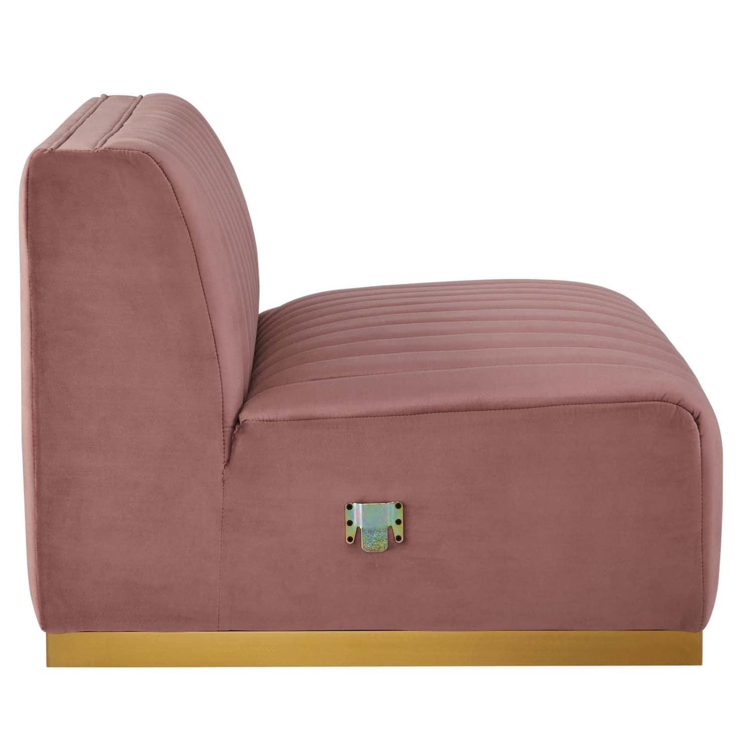 Modway Conjure Channel Tufted Performance Velvet Armless Chair - Gold/Dusty Rose