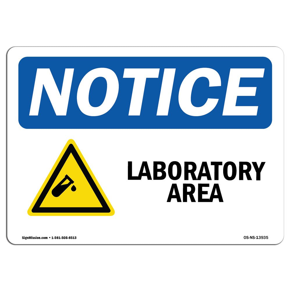 Osha Notice Signs - Laboratory Area Sign With Symbol | Extremely Durable Made In The Usa Signs Or Heavy Duty Vinyl Label Decal |