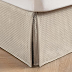 Miye Pleated Waffle Weave Bed Skirt, Tailored Dust Ruffle 14 Inch Drop Easy Fit, Machine Washable (Cream, Queen - 14'' Drop)