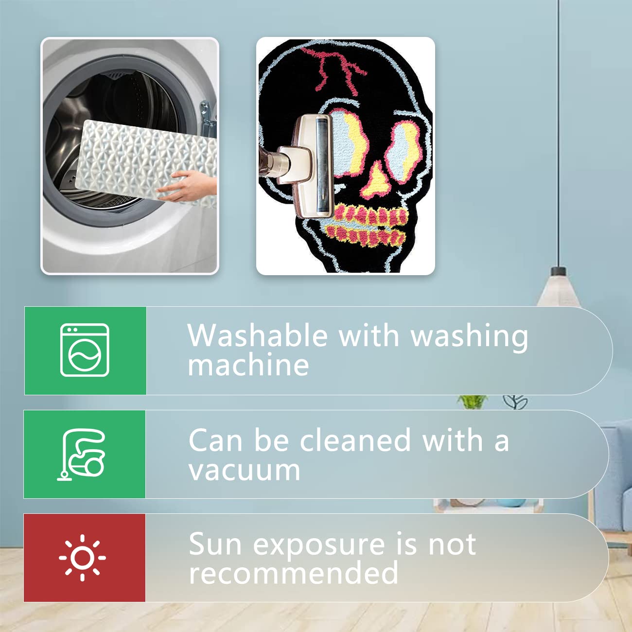 Black Bath Rugs Cartoon Fun Skull Head Area Rug Microfiber Bathroom Mat Soft Large Welcome Doormat Indoor Carpet Kitchen Living