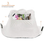 Nestl Reading Pillow Standard Bed Pillow, Back Pillow For Sitting In Bed Shredded Memory Foam Chair Pillow, Reading & Bed Rest Pillows White Back Pillow For Bed, Bed Chair Arm Pillow With Pockets