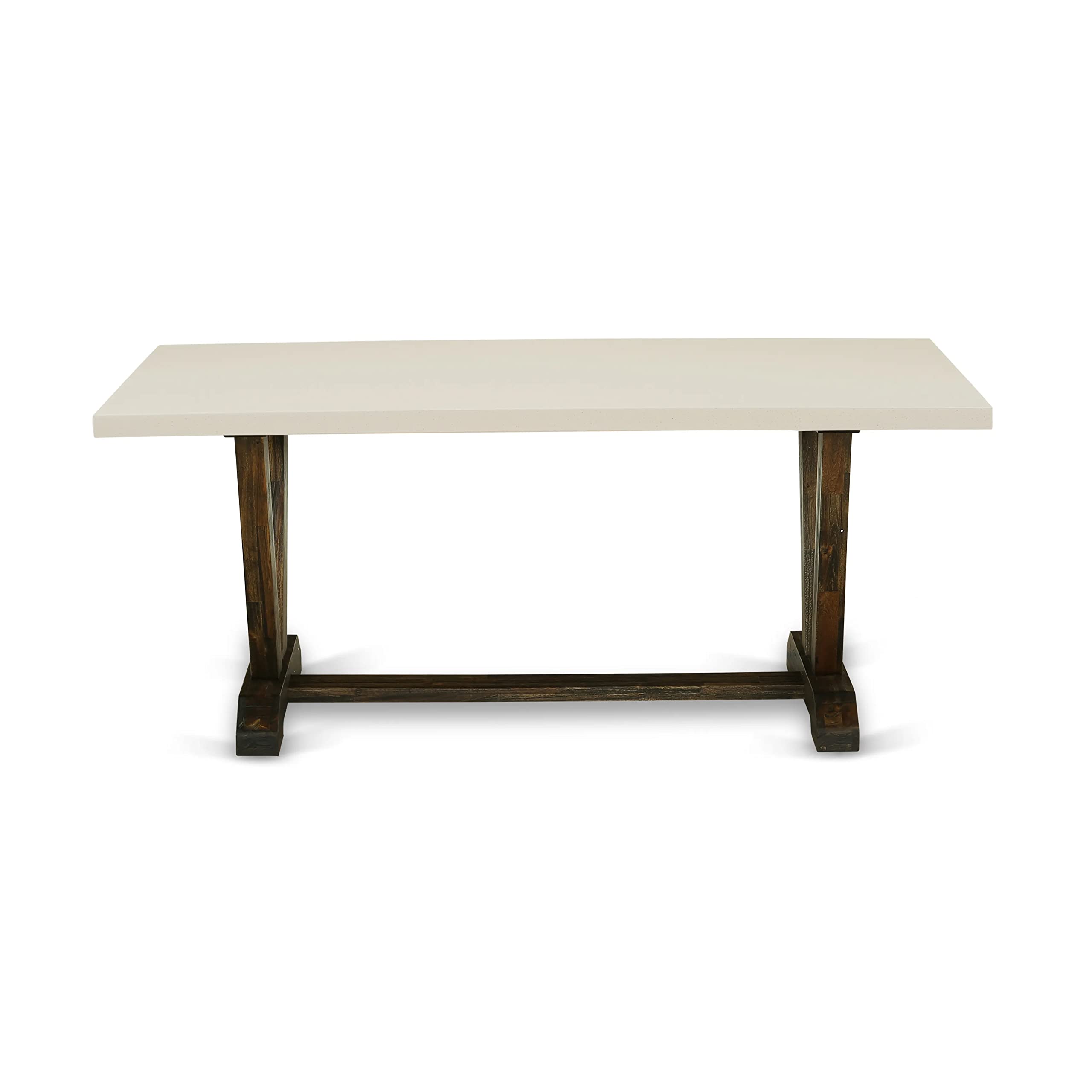 East West Furniture V-Style Kitchen Rectangle Dining Table Top With Stylish Legs, 40X72 Inch, Vt727