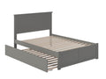 AFI Nantucket Full Size Platform Bed with Footboard and Twin Trundle in Grey