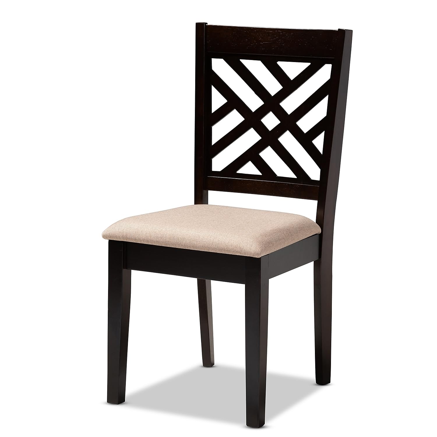 Baxton Studio Caron Contemporary Fabric Dining Chair, Sand Brown and Espresso, 4/Pack (153-4P-9401-HiT)