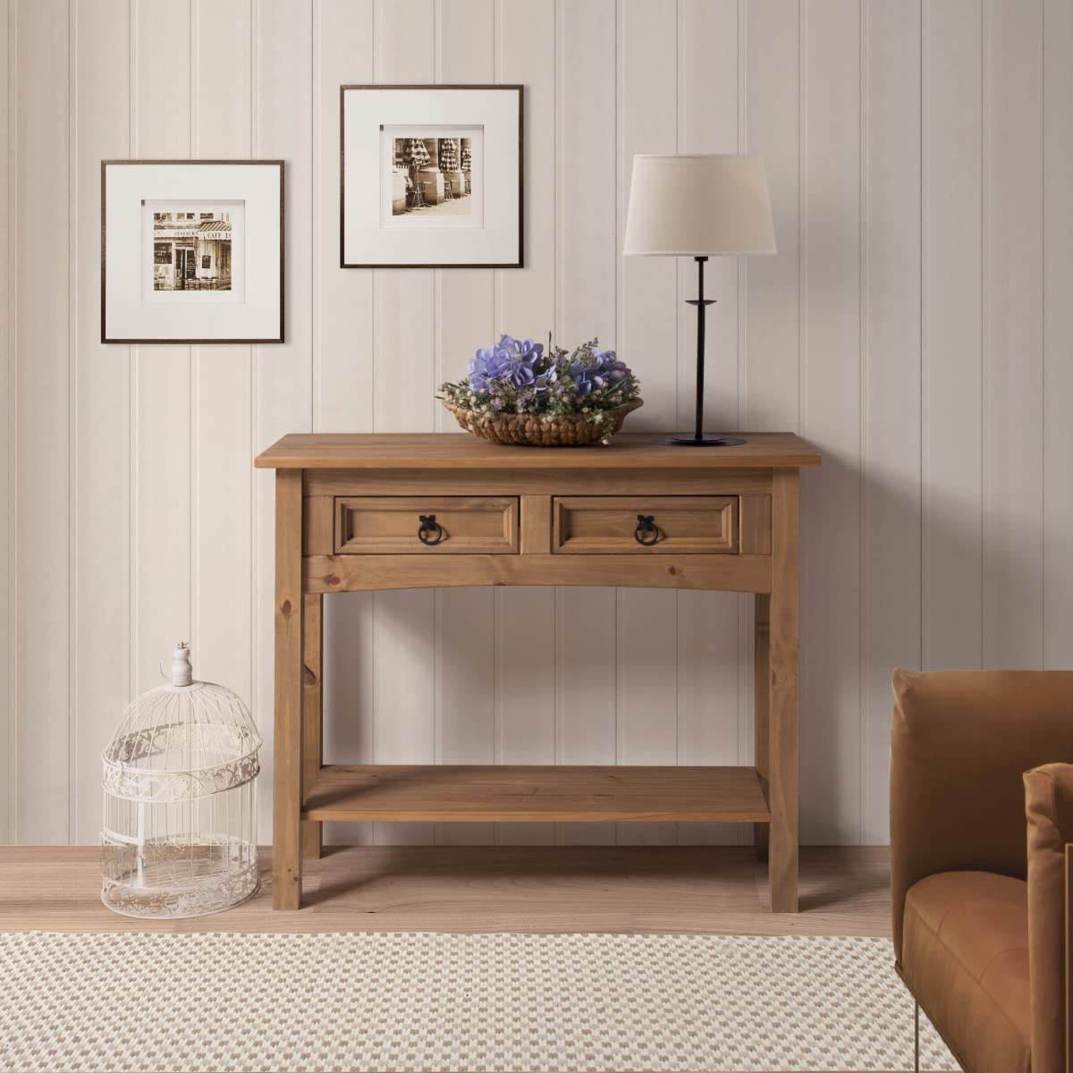 American Furniture Classics Cottage Series Wood Hall Table, Corona Brown