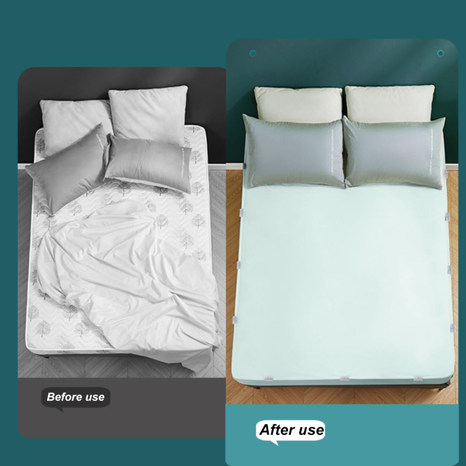 Toosunny 10 Pieces Sheet Holders, Two-Position Adjustment Bed Sheet Grippers Keeps The Bed Sheet In Place (Clear)