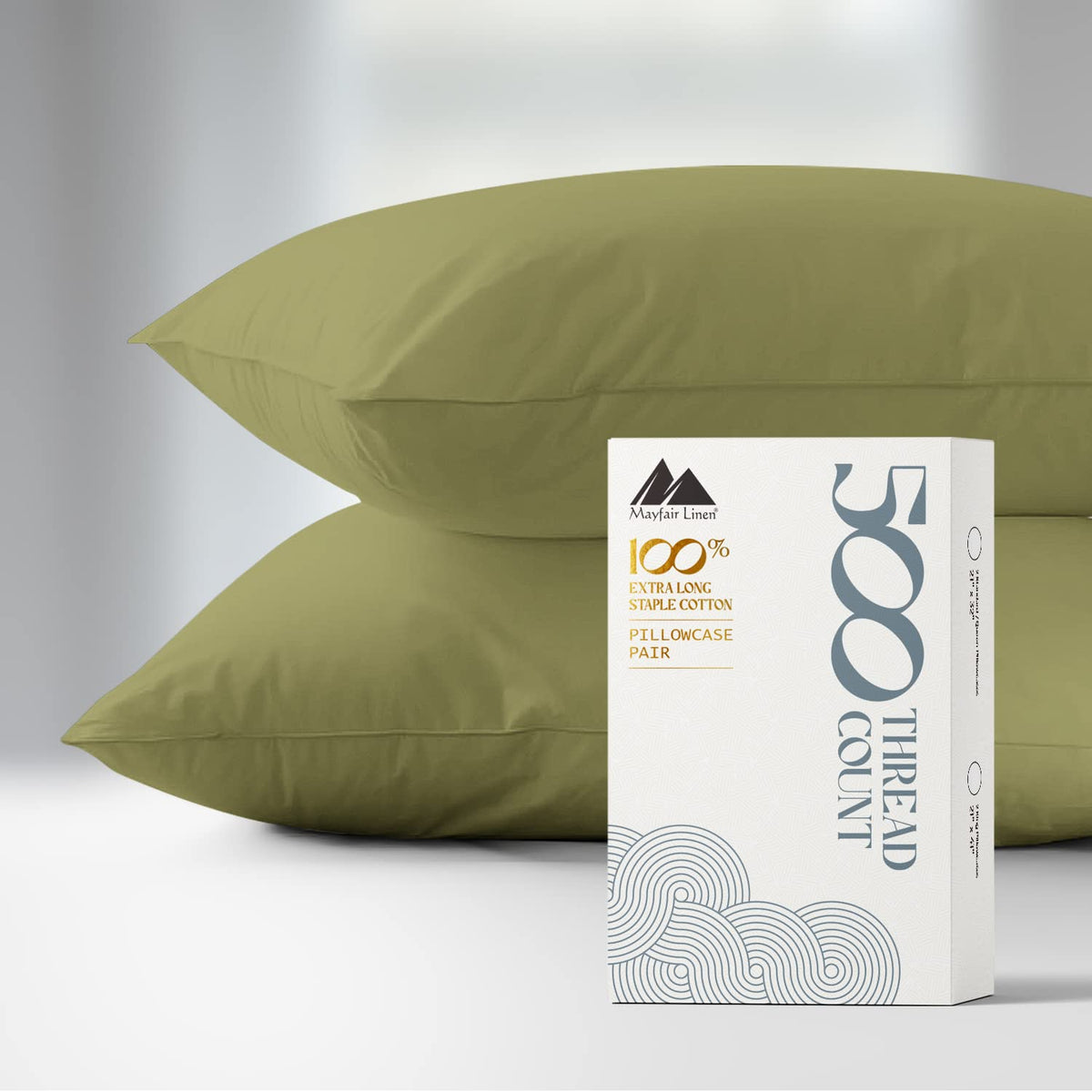 Mayfair Linen 100% Cotton Pillowcases Standard/Queen Size Set Of 2-500 Thread Count Cotton Pillowcases, Ultra Soft Cool Sateen W