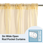 Loyolady Vanilla Sheer Curtains 108 Inches Long 1 Panels Set Bedroom Sheer Curtains Sheer Curtain For Living Room 100'' W X 108'