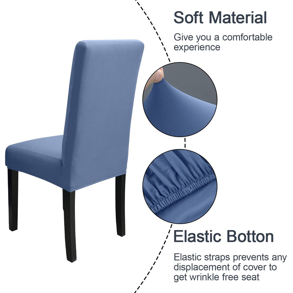 Jqinhome Dining Room Chair Covers Set Of 8, High Stretch Chair Slipcover Removable Washable Chair Seat Protector Cover For Home Party Hotel Wedding Ceremony (Gray Blue)