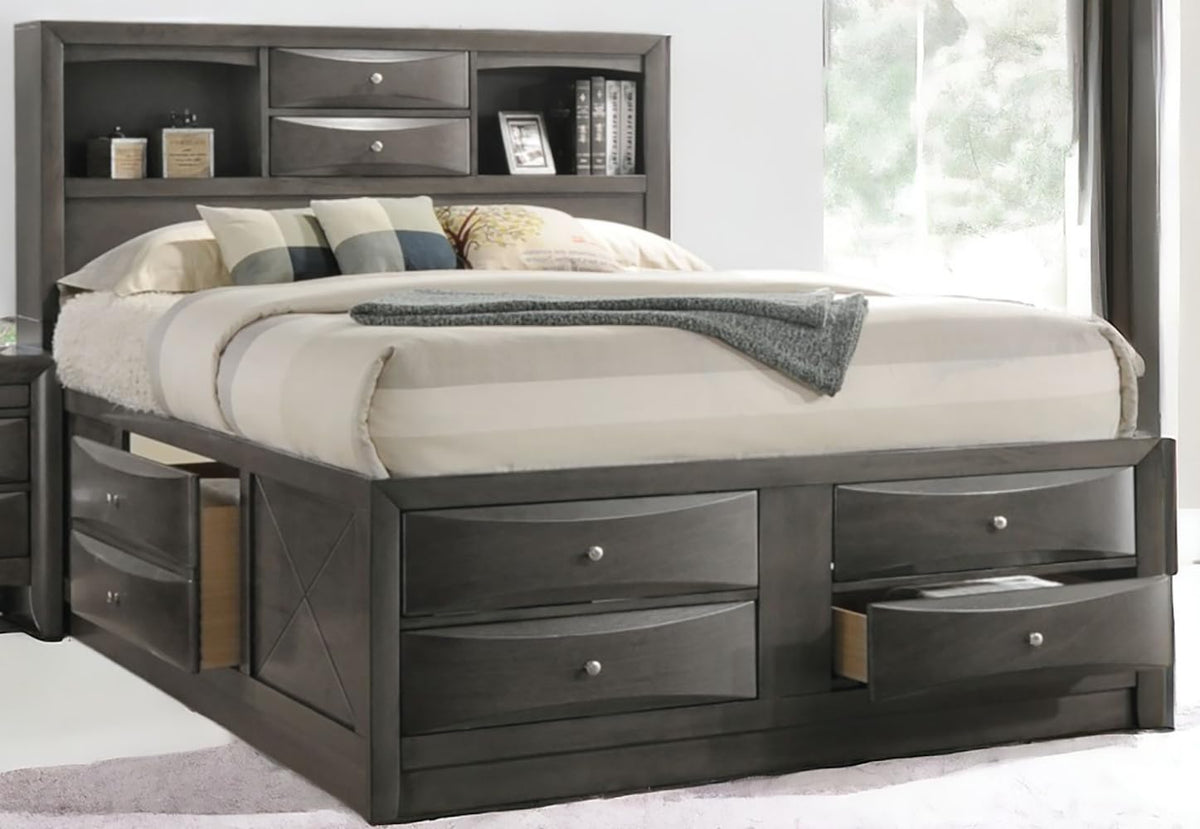 Acme Ireland King Captain's Bed in Gray Oak