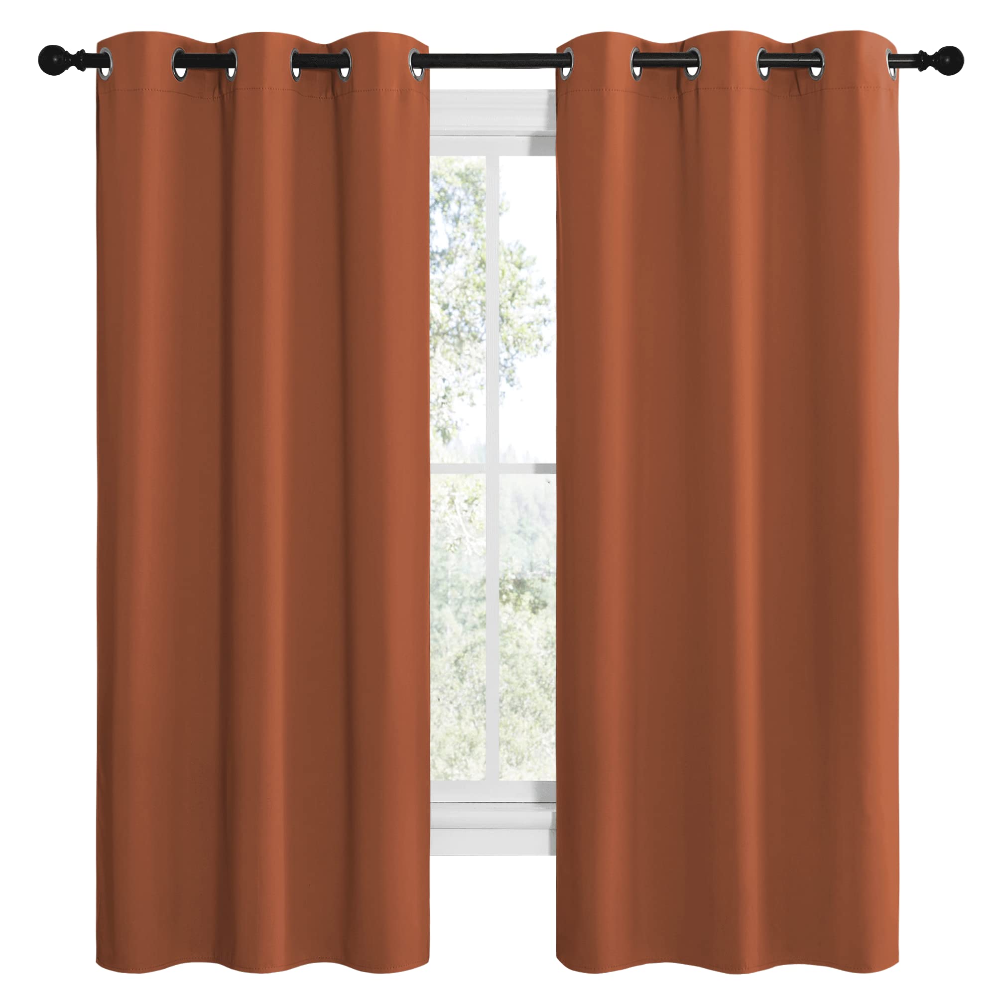 Nicetown Bedroom Halloween Blackout Curtains 68 Inches Long, Privacy And Thermal Insulated Blackout Drapes For Windows (Burnt Or