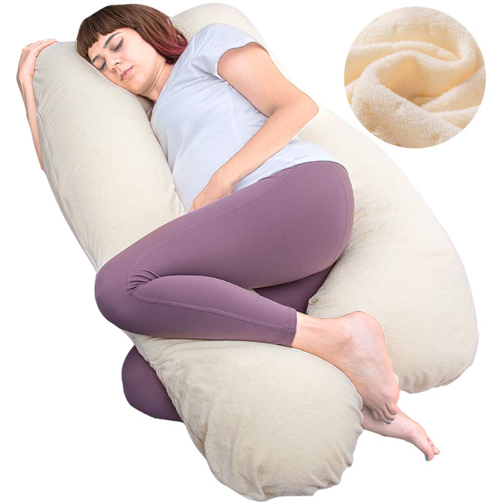 Moon Pine Pregnancy Pillow, U Shaped Full Body Pillow For Maternity Support, Sleeping Pillow With Velour Cover For Pregnant Wome