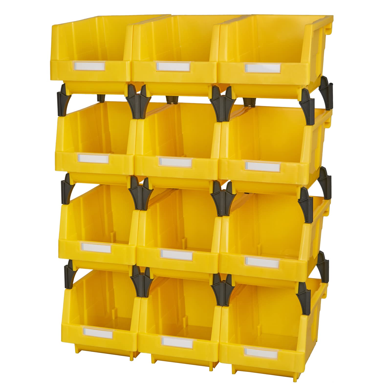 AERCANA Hardware Storage Bins Screw Bins Bolt bins Stacking Bins Garage Storage Bins(Yellow,pack of 12)