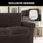 4 Pieces Sofa Covers Stretch Velvet Couch Covers For 3 Cushion Sofa Slipcovers Soft Sofa Slip Covers Furniture Covers With 3 Individual Seat Cushion Covers, Machine Washable (X-Large, Brown)