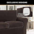 Princedeco 2 Piece Chair Cover Velvet Chair Slipcovers Soft Armchair Cover Furniture Protector With Arms Width Up To 49 Inch Chair Sofa Cover With Individual Cushion Covers(Small, Brown)