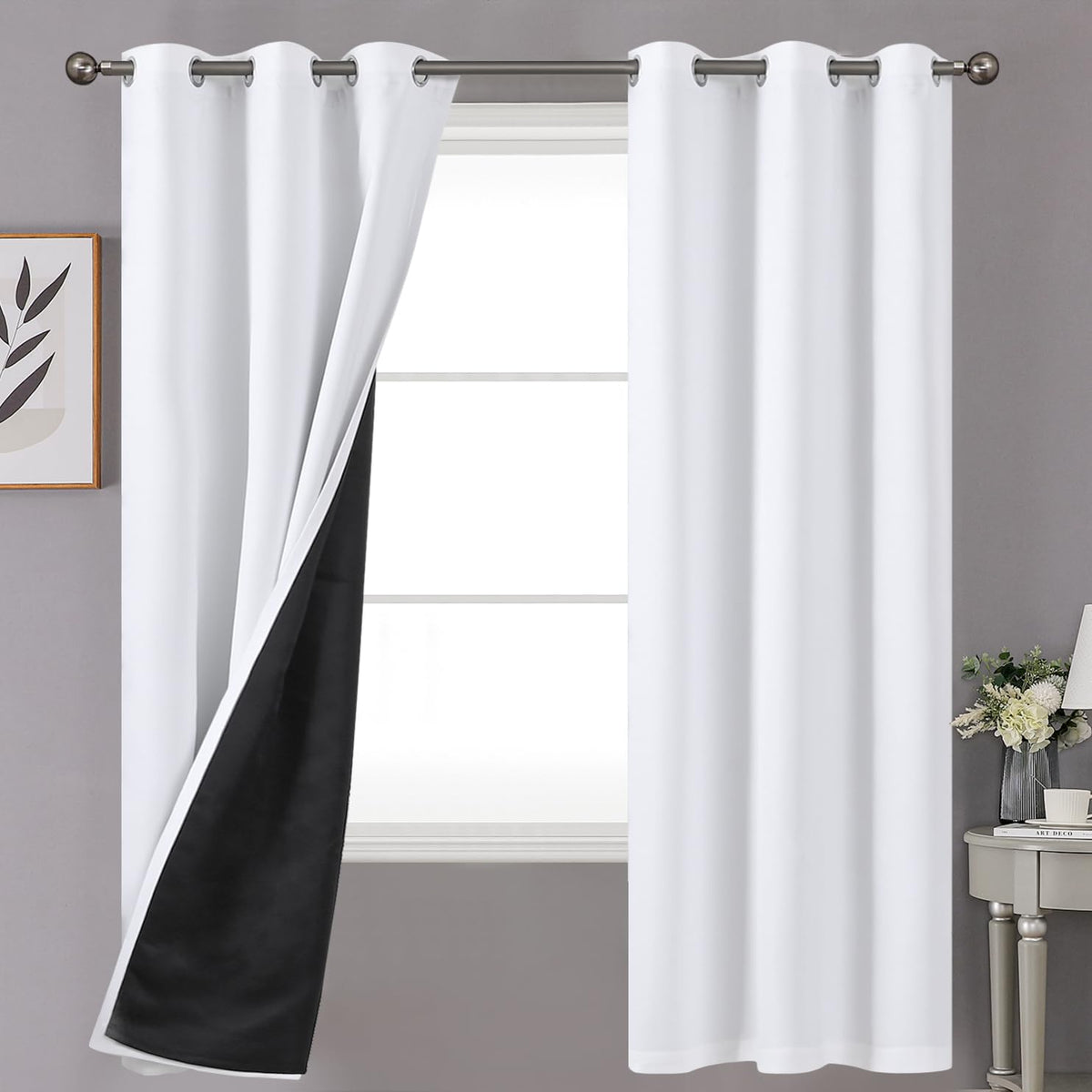 Youngstex 100% Blackout Curtains 72 Inches Length For Bedroom, Double Layer Grommet Full Light Blocking Thermal Insulated Window