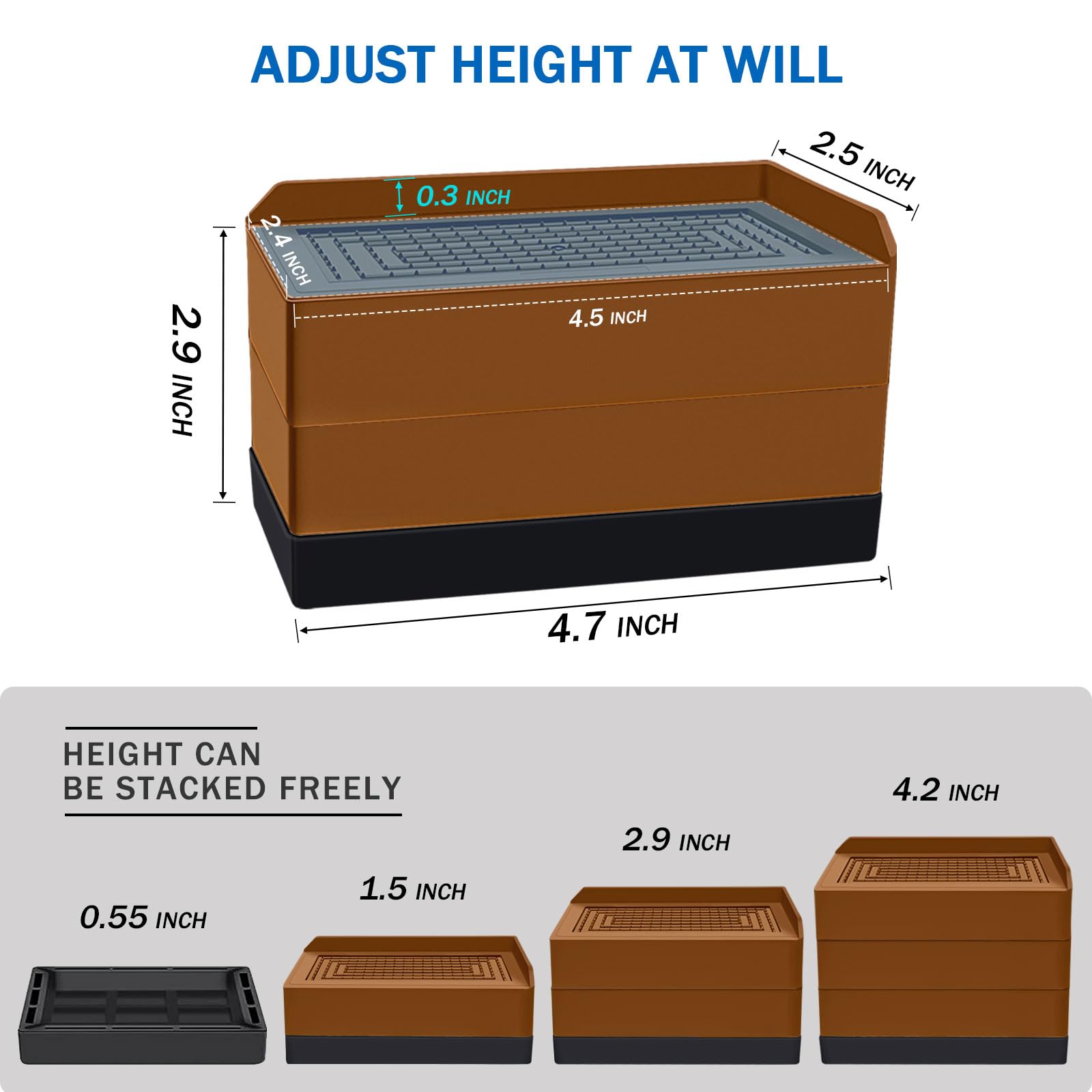 Annkut Furniture Risers 3 Inch, Rectangle Adjustable Risers Blocks For Bed Sofa Table And Couch Lift To 1.5 Or 3 Inch,Heavy Duty