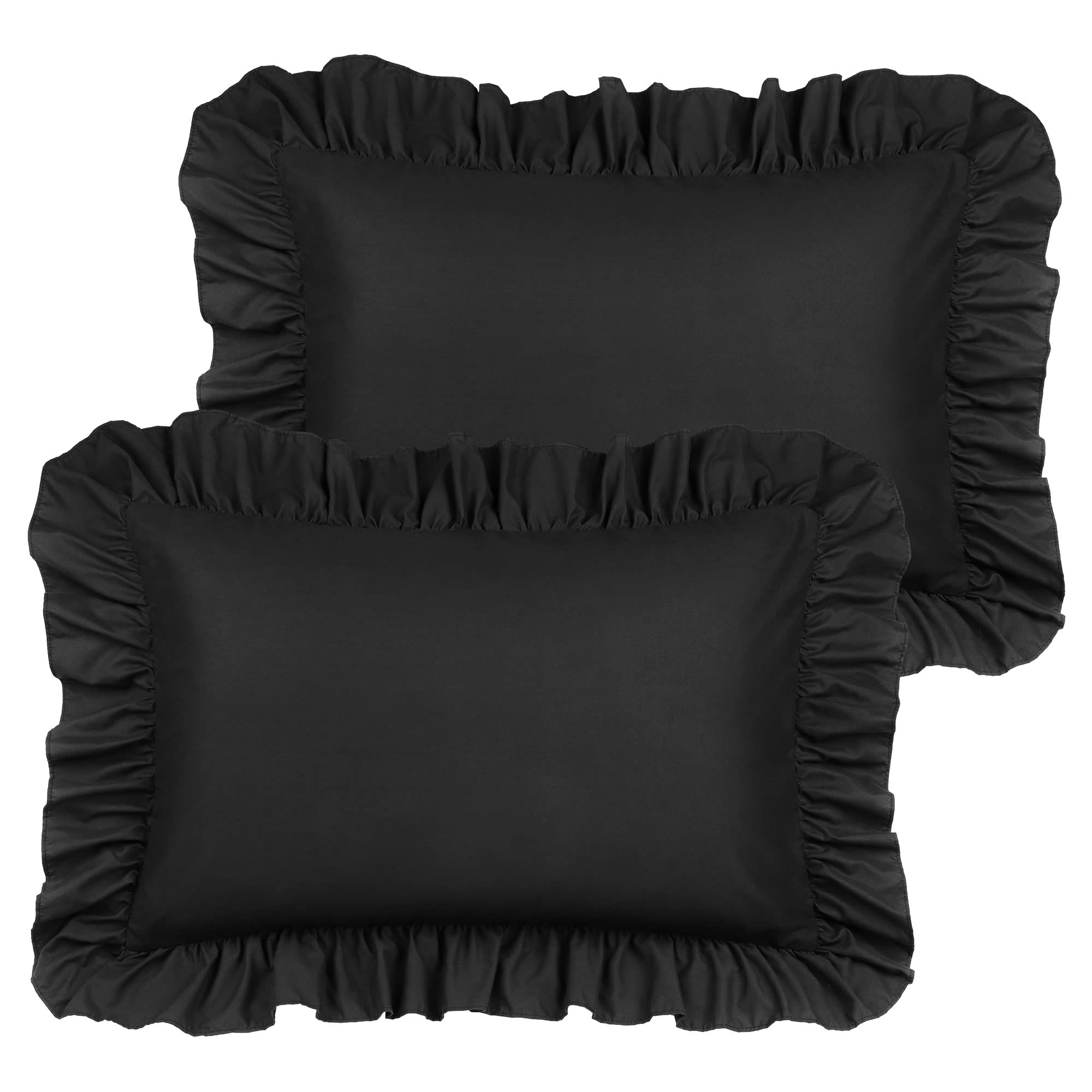 Piccocasa Ruffled Pillow Shams Set Of 2, Soft Breathable Pillow Covers With Envelope Closure, 100% Brushed Microfiber Pillow Cas