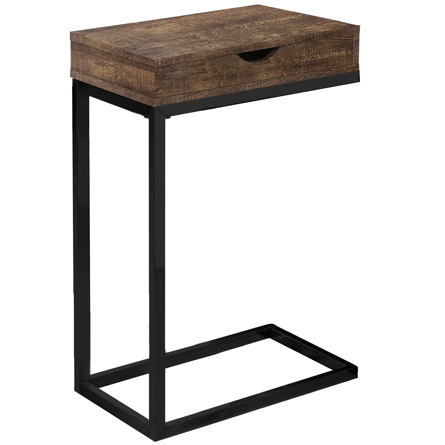 Monarch Specialties BROWN RECLAIMED WOOD-LOOK/BLACK/DRAWER ACCENT, END, SNACK TABLE