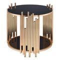 Acme Tanquin Modern Round Glass Top Coffee Table in Black and Gold
