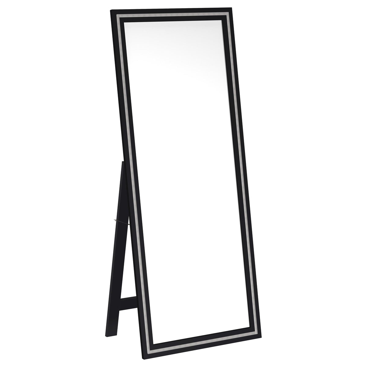 Coaster Home Furnishings Windrose Full Length Floor Standing Tempered Mirror With Led Lighting Black