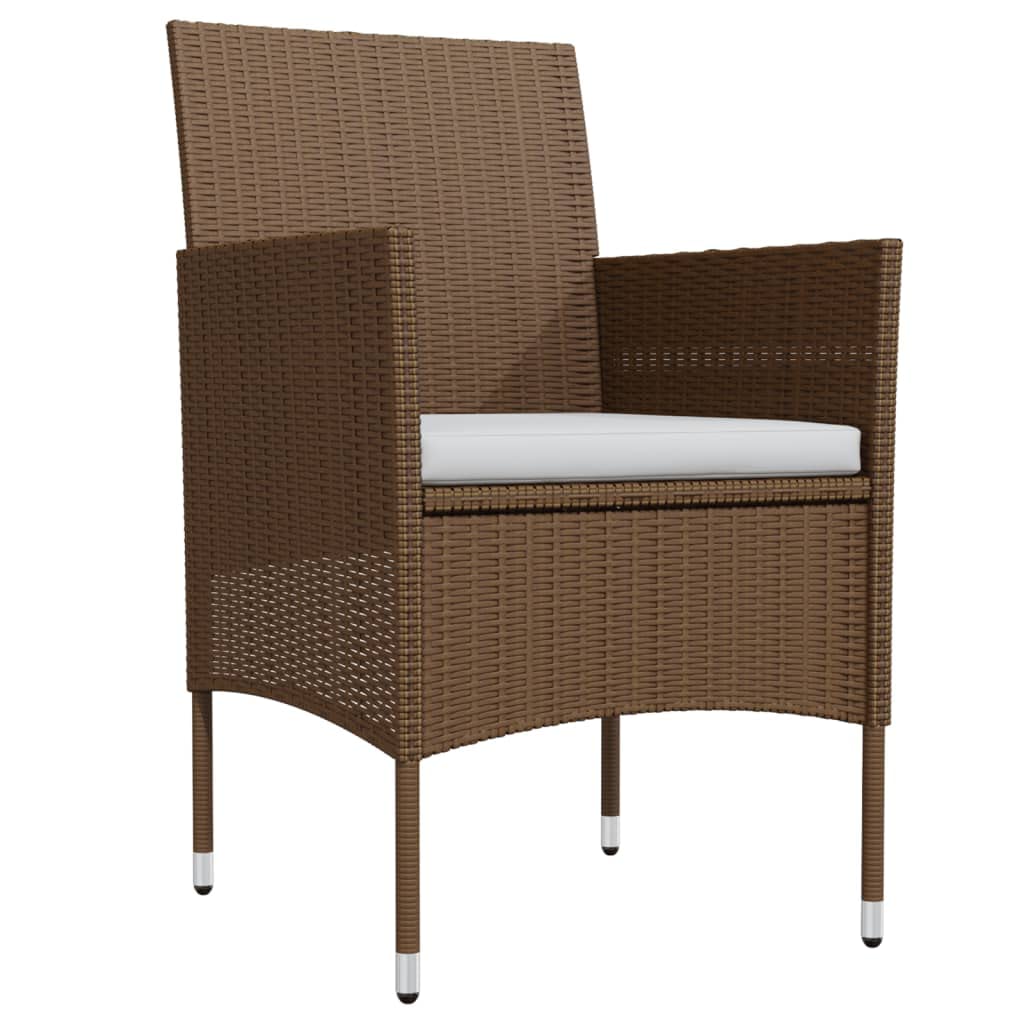vidaXL Patio Dining Set 3 Piece with Cushions Garden Outdoor Lawn Yard Terrace Balcony Table and Chair Seat Seating Furniture Brown and Black