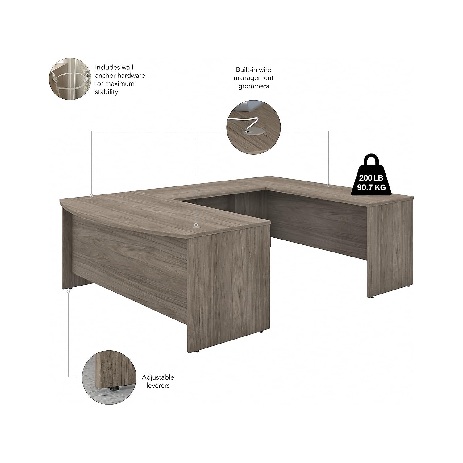 Bush Business Furniture Studio C U Shaped Desk with Mobile File Cabinet - Thumbnail 5