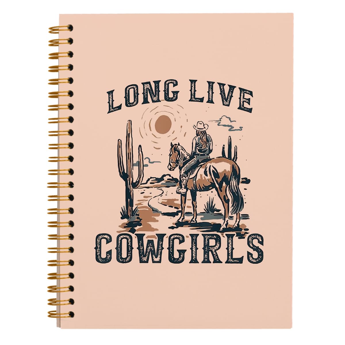 Hold Fizz Pink Western Horse Notebook Journal, Horse Gifts For Women Girls Horse Lovers, Western Office Supplies, Hardcover Spir
