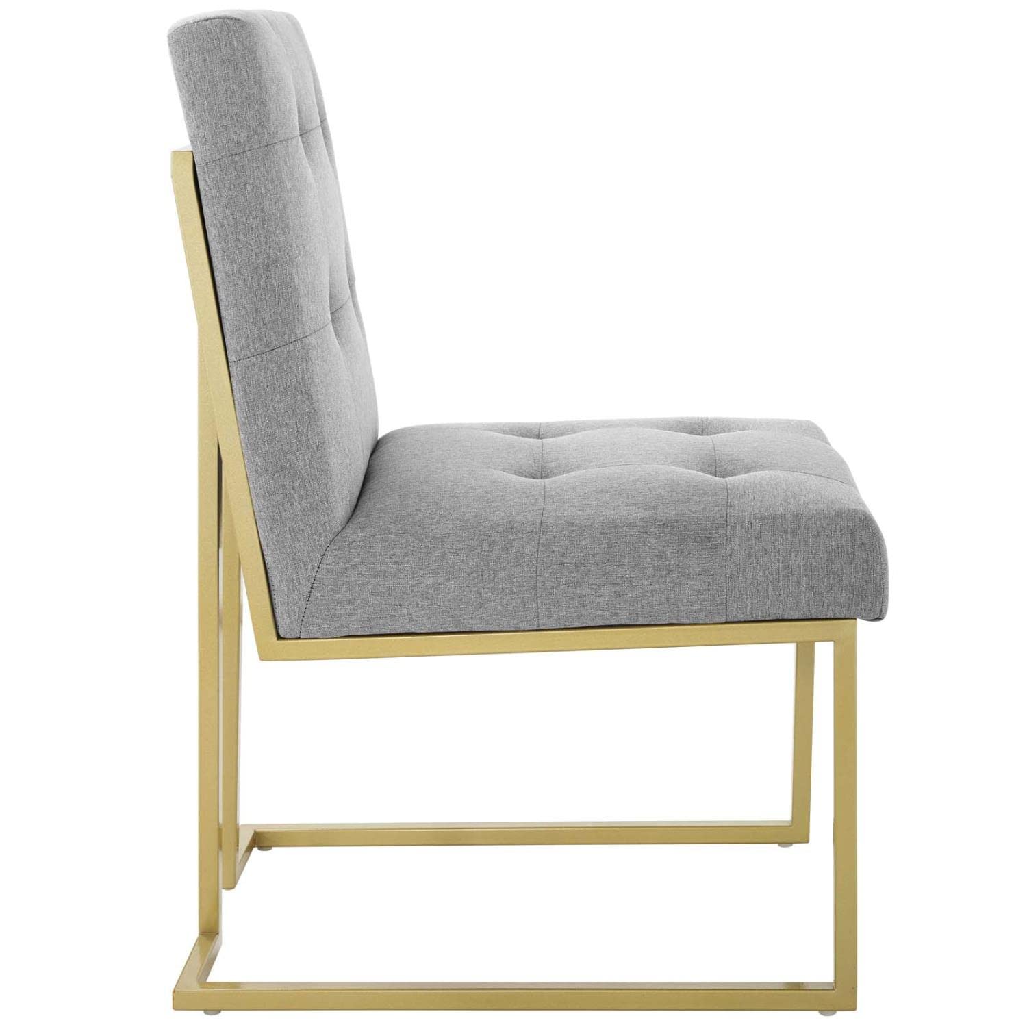 Modway Privy Upholstered Gold Stainless Steel Dining Chair In Gold Light Gray