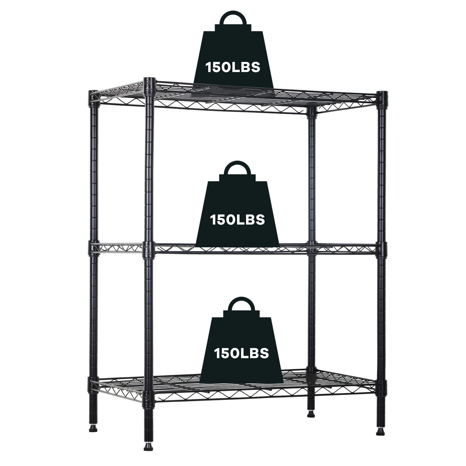 NChanmar 3-Tier Wire Shelving Unit Storage Shelves Shelf Organizer 30x23x12 Heavy Duty Metal Storage Rack Wire Rack NSF Height A