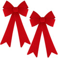 Aneco 2 Pack 14.5 x 24 inches Red Christmas Bows Christmas Wreaths Bows Xmas Plastic Bows for Christmas Tree, Garland and Outdoo