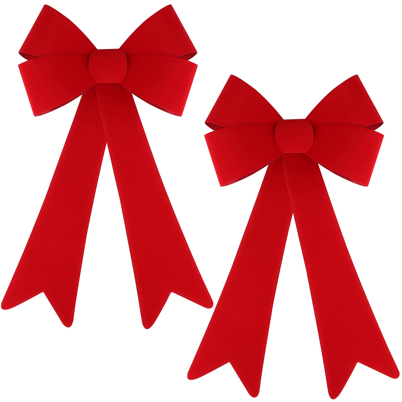 Aneco 2 Pack 14.5 x 24 inches Red Christmas Bows Christmas Wreaths Bows Xmas Plastic Bows for Christmas Tree, Garland and Outdoo