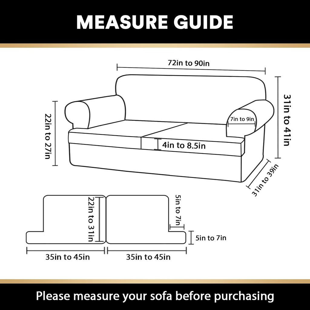 Princedeco T Cushion Sofa Slipcover 3 Pieces Sofa Covers For T Cushion Sofa Soft Couch Cover Sofa Slip Covers Furniture Covers W