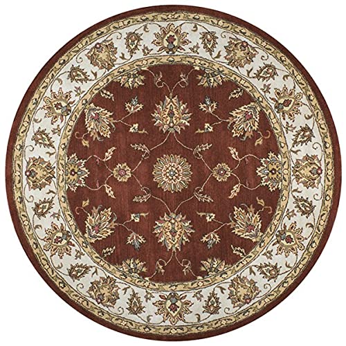 Rizzy Home Alora Decor Sareena 8' Round Border Rust/Taupe/Sage/Tan/Khaki Area Rug