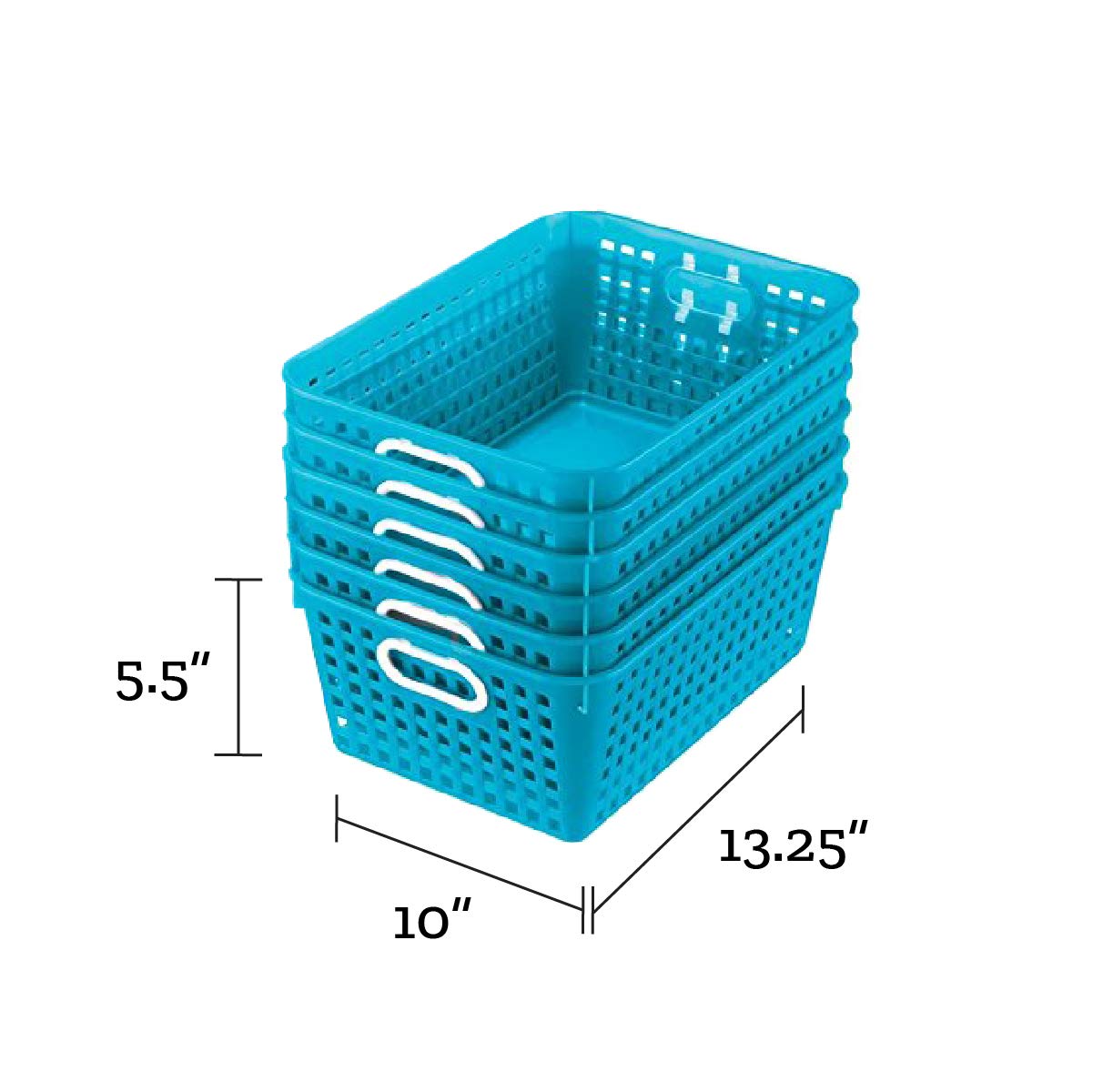 Really Good Stuff Multi-Purpose Plastic Storage Baskets For Classroom Or Home Use - Stackable Mesh Plastic Baskets With Grip Han