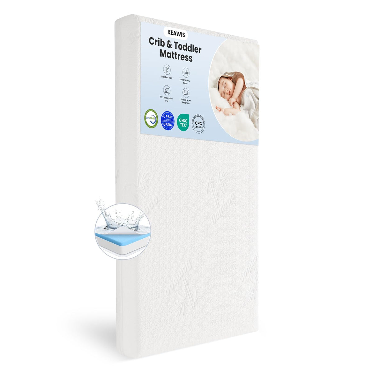 Keawis Memory Foam Crib & Toddler Mattress: Dual-Sided Memory Foam Baby Cribs Mattresses - 52' X 27.6' X 5' - Breathable - Ba