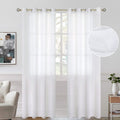 Bgment Natural Linen Look Semi Sheer Curtains For Bedroom, Grommet Light Filtering Breathable Airy Privacy Curtains For Living Room, 2 Panels (Each 52 X 90 Inch, White)